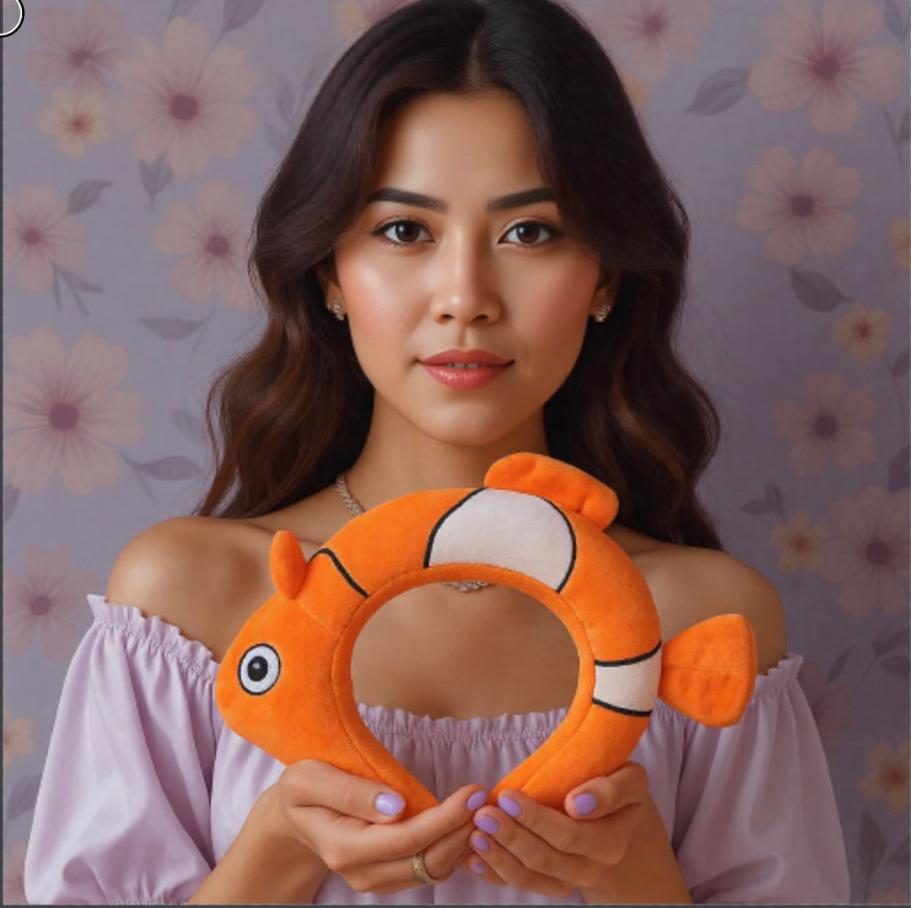 Cute Cartoon Fish Headbands, Large Fish Hair Hoops,Spa Headbands for Washing Faceapplying cosmetic, applying a facial mask