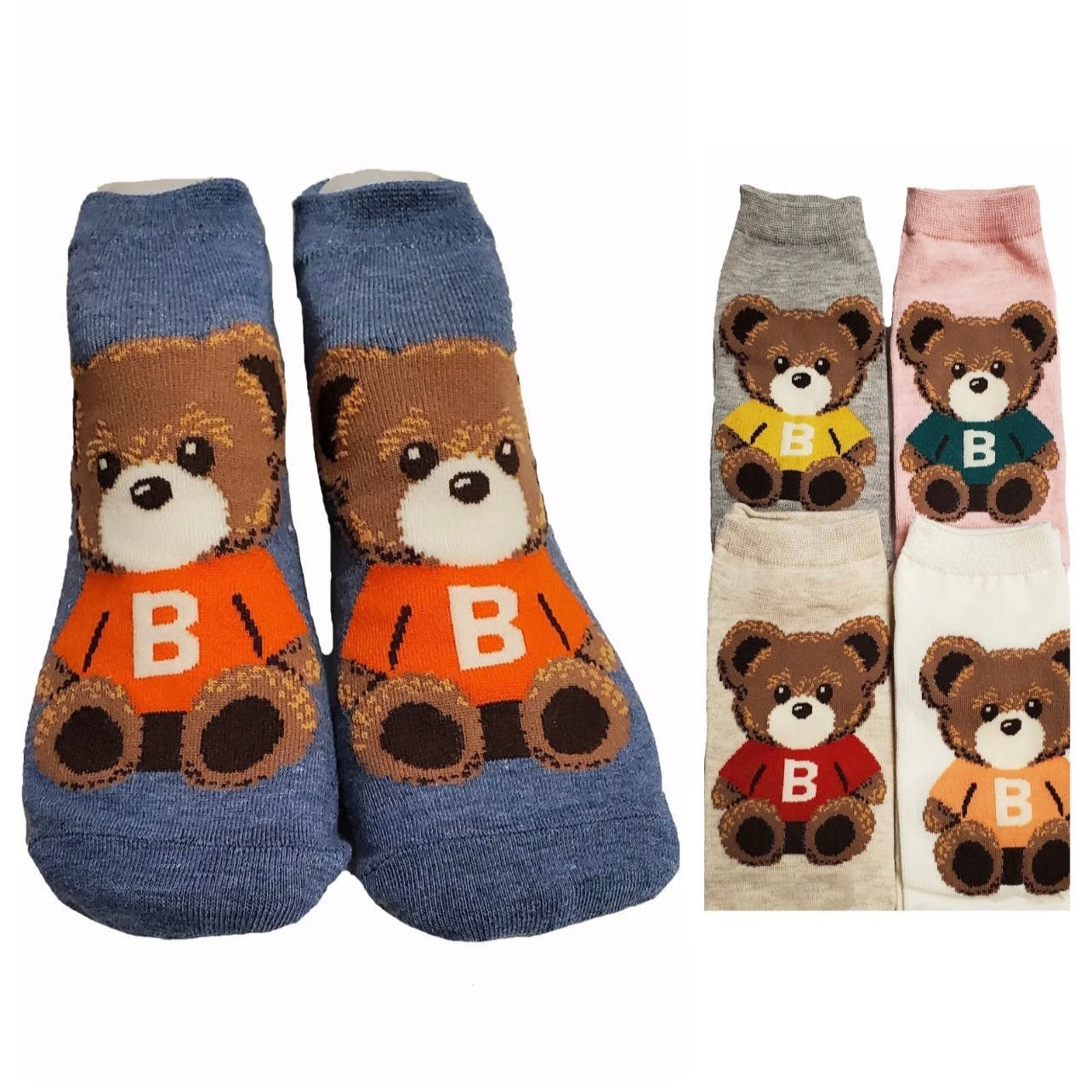 Cute Teddy Bear Print women's Socks.