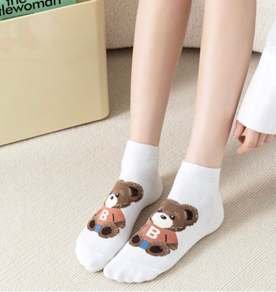 Cute Teddy Bear Print women's Socks.