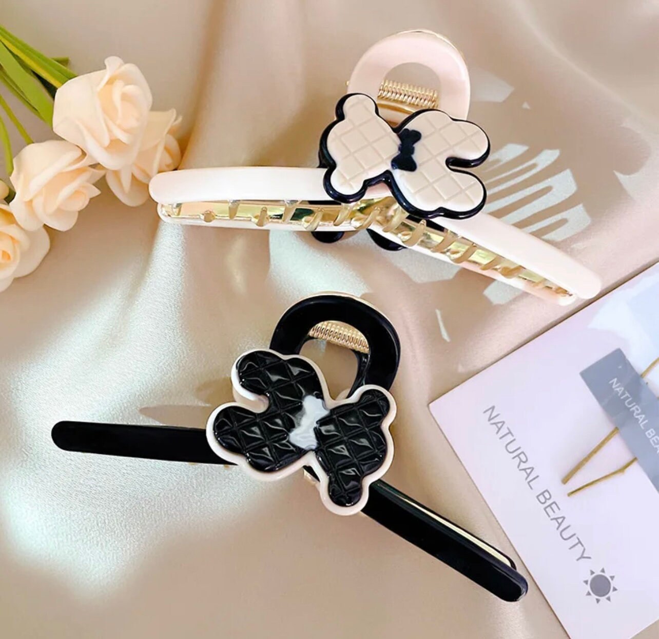 New Curve Ribbon Bear Metal Large Claw Clips for thick Hair,Retro Hair Clamp,