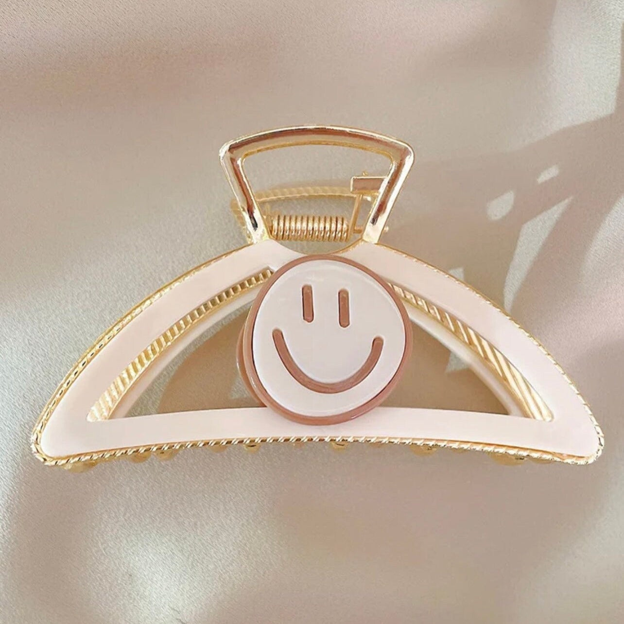 New Smile Triangle Happy Face Large Claw Clips for thick Hair,Retro Hair Clamp,