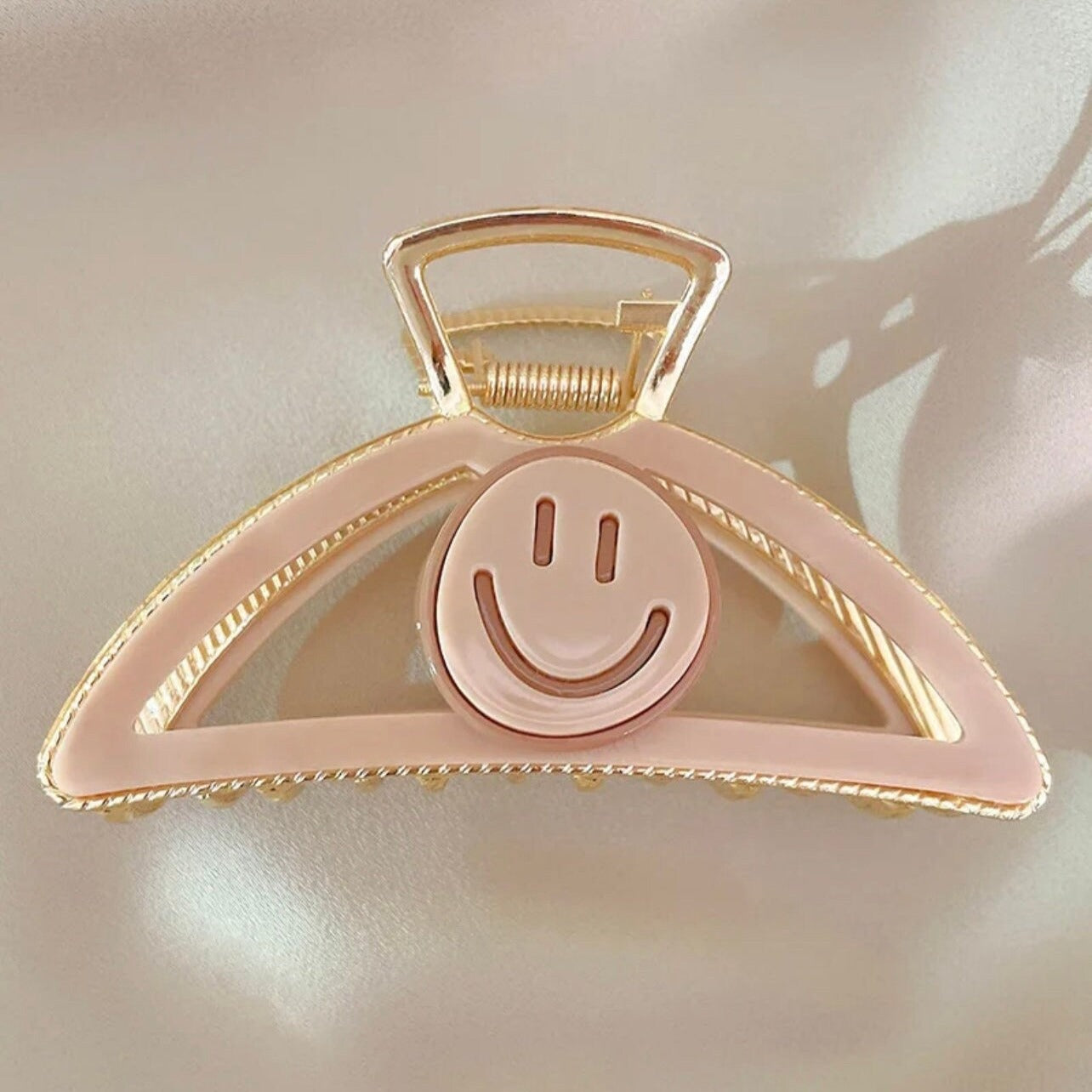 New Smile Triangle Happy Face Large Claw Clips for thick Hair,Retro Hair Clamp,