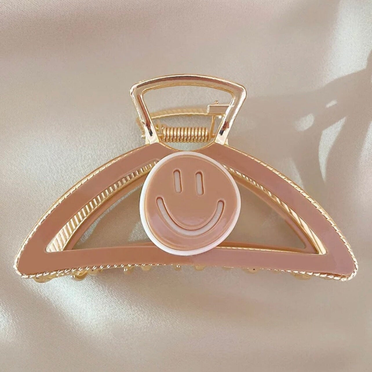New Smile Triangle Happy Face Large Claw Clips for thick Hair,Retro Hair Clamp,