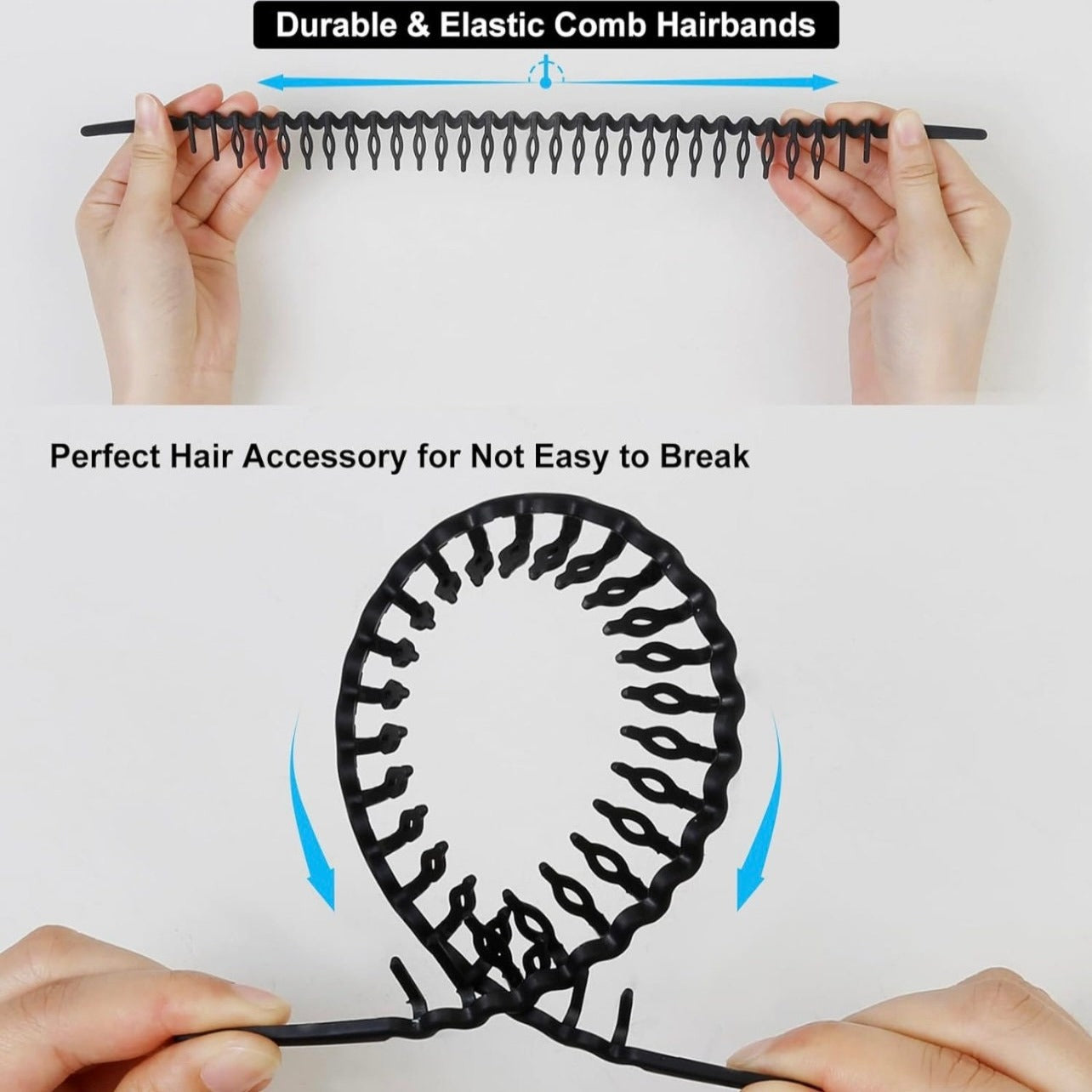Plastic Hair Bands with Teeth, Thin Headbands for Women Girls Teens, Non Slip Hair Comb flexible teeth comb velvet headband