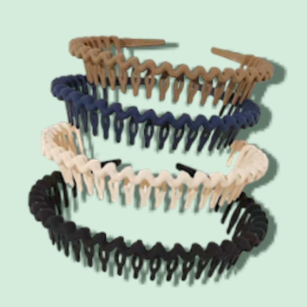 Plastic Hair Bands with Teeth, Thin Headbands for Women Girls Teens, Non Slip Hair Comb flexible teeth comb velvet headband