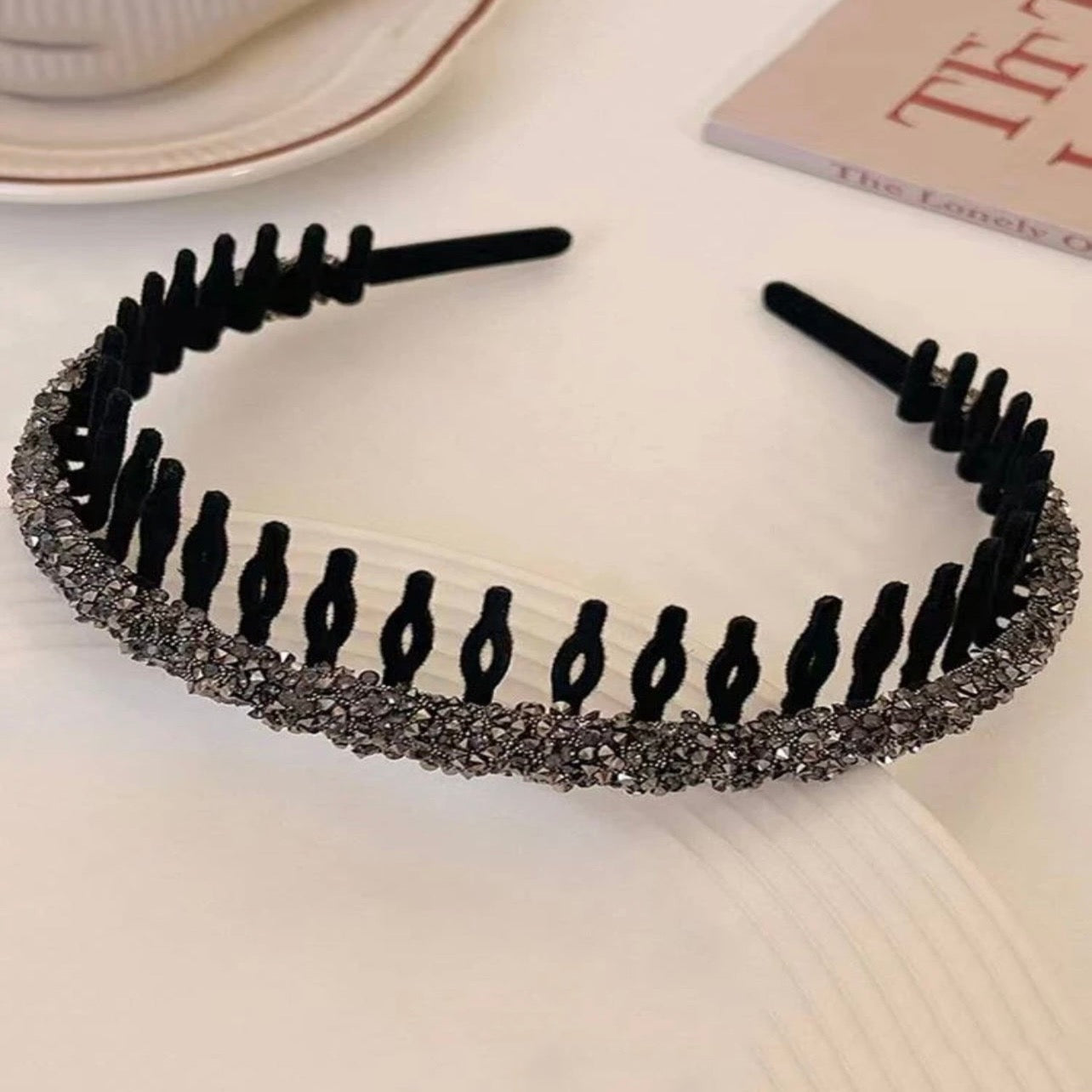 Glittering light weight flexible teeth comb velvet  headband