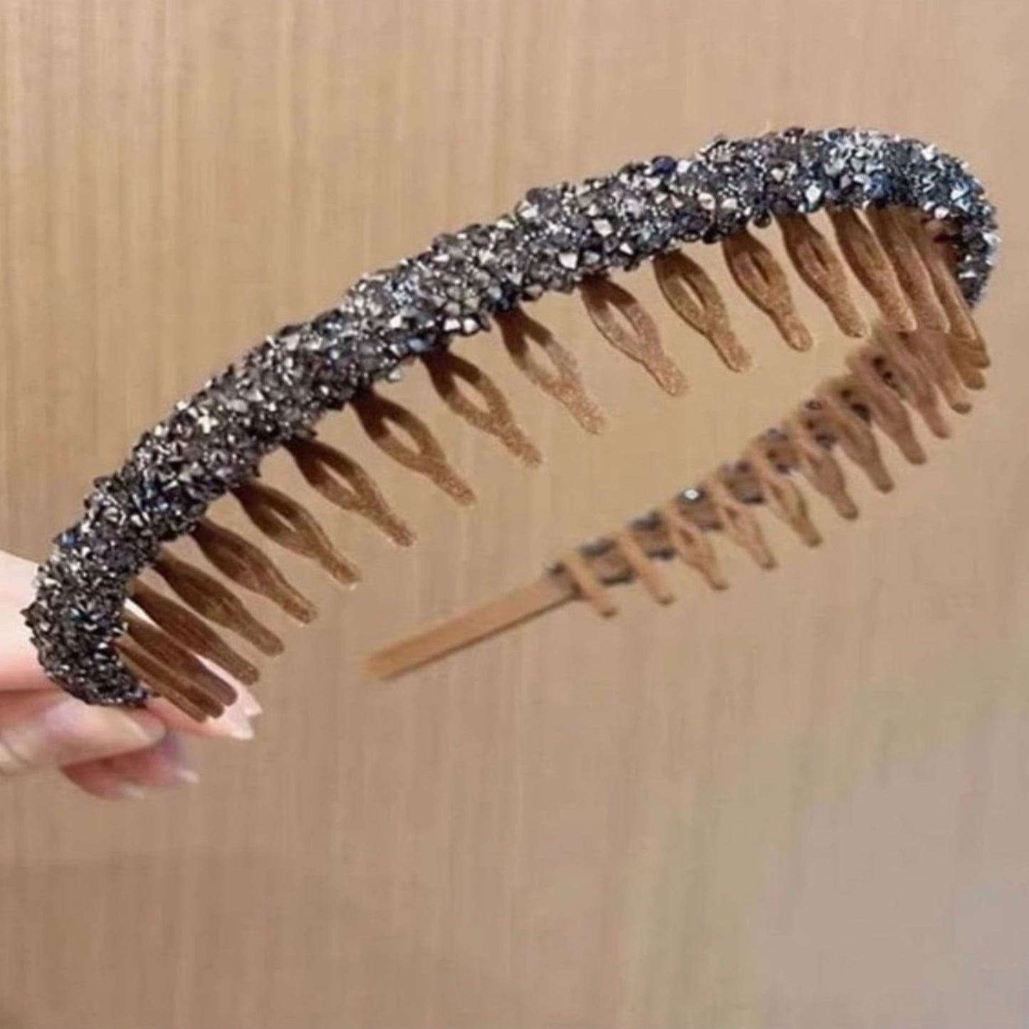 Glittering light weight flexible teeth comb velvet  headband