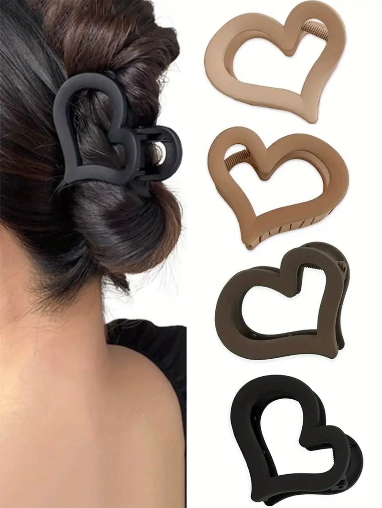 Heart Hair Claw Clips For Women Cute Medium Matte Hair Jaw ClipsMatte Hair Clamp Valentine's Day Party Medium Thick Hair