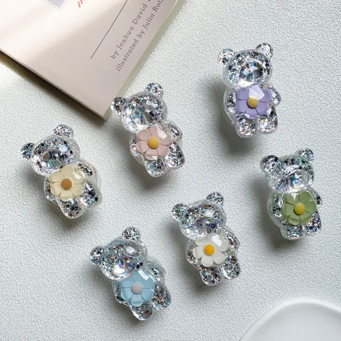 Bear Phone Griptok – Supporto Pieghevole Per Cellulare A Forma Di Orso, 3D, Trasparente, Facile Installazione