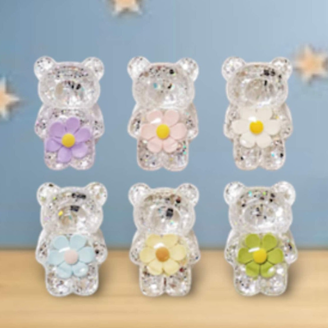 Mobile Phone Finger Stand Cute Bear Daisy Phone Comfortable Grip Anti-Slip Creative Flexible Light Cell Phone Stands 3D Laser Phone