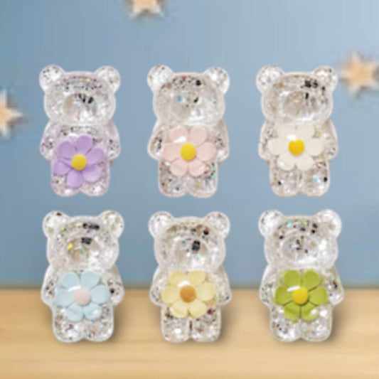 Mobile Phone Finger Stand Cute Bear Daisy Phone Comfortable Grip Anti-Slip Creative Flexible Light Cell Phone Stands 3D Laser Phone