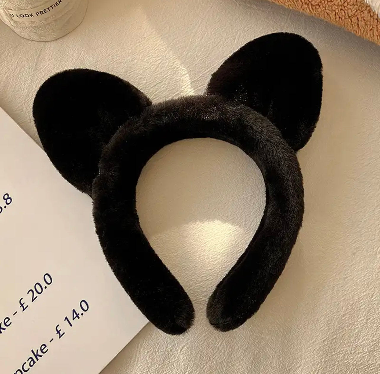 Bear Ear Headband, Ribbon, spa, soft and light weight, facial headband, fashion hair accessory.