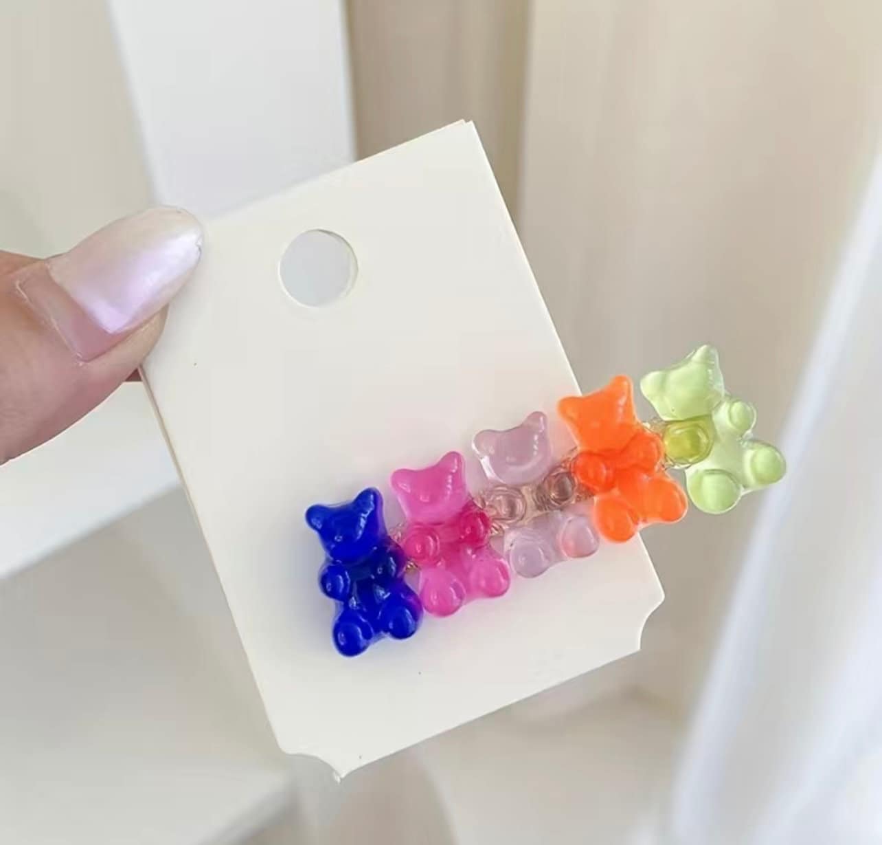 Colorful Gummy Bear Hair Clip, Hair Accessory, Women,5 Color & 6 Color,Rainbow,