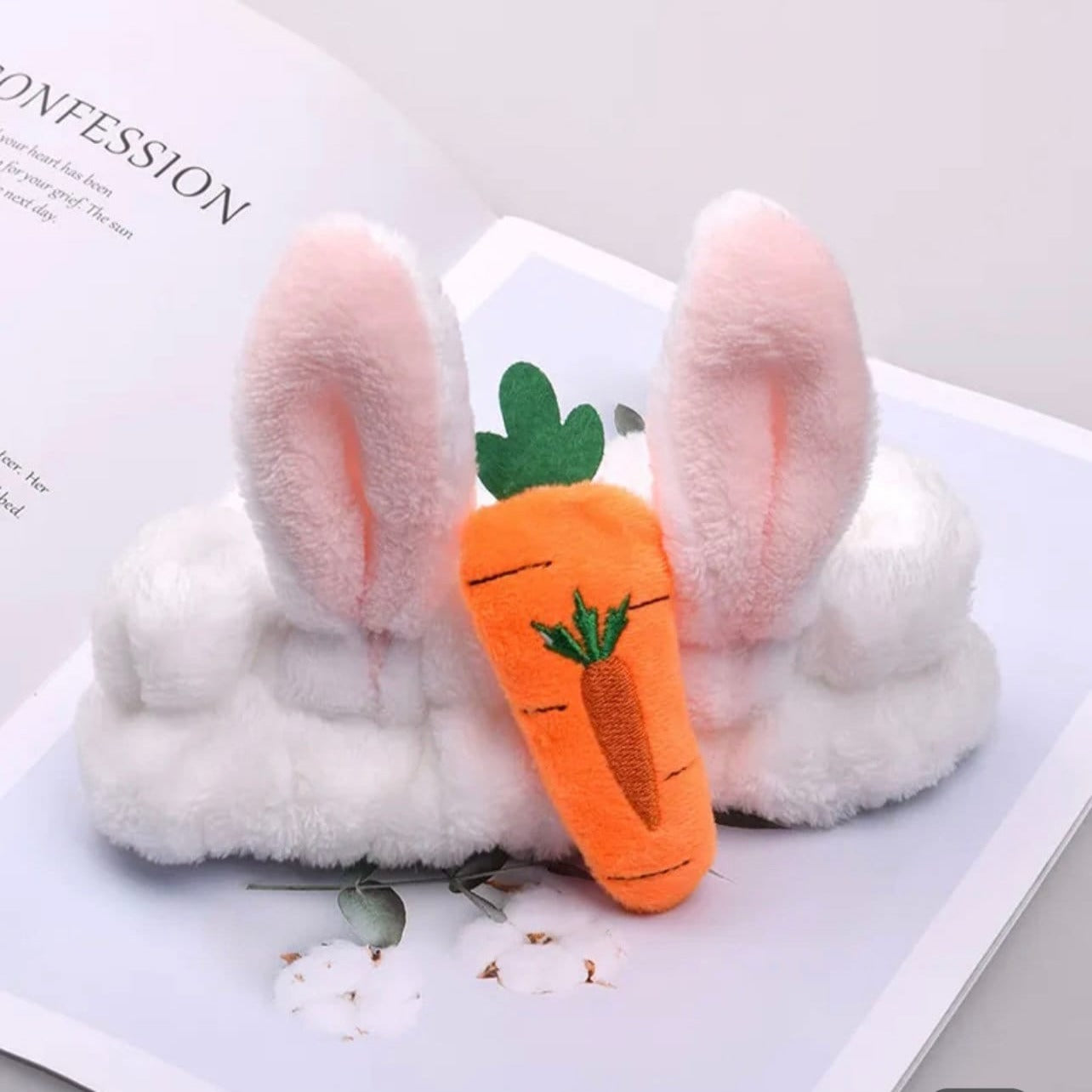 Bunny Ear with Carrot  Spa headband/cosmetic headband/face wash headband/Rabbit Ear bow headband