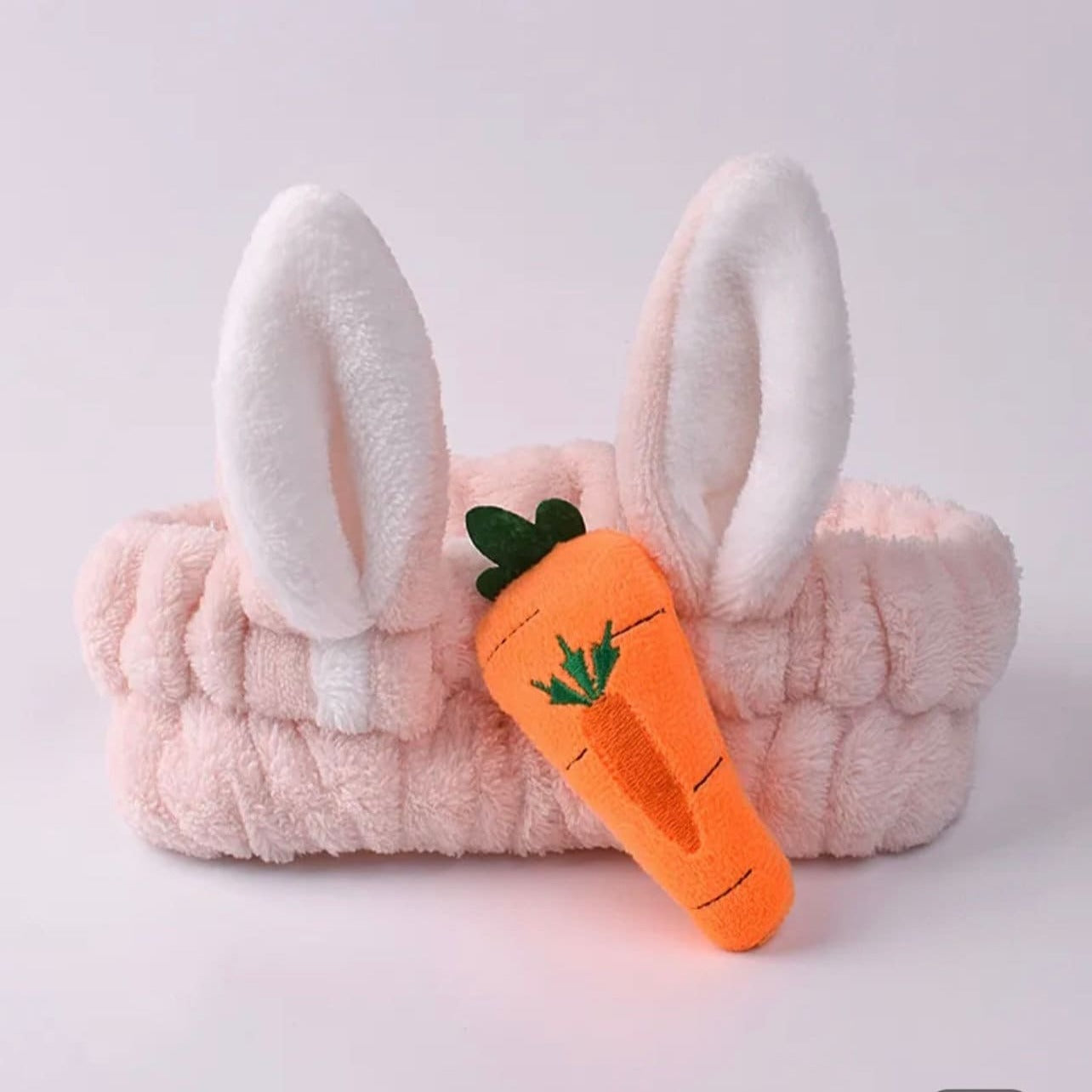 Bunny Ear with Carrot  Spa headband/cosmetic headband/face wash headband/Rabbit Ear bow headband