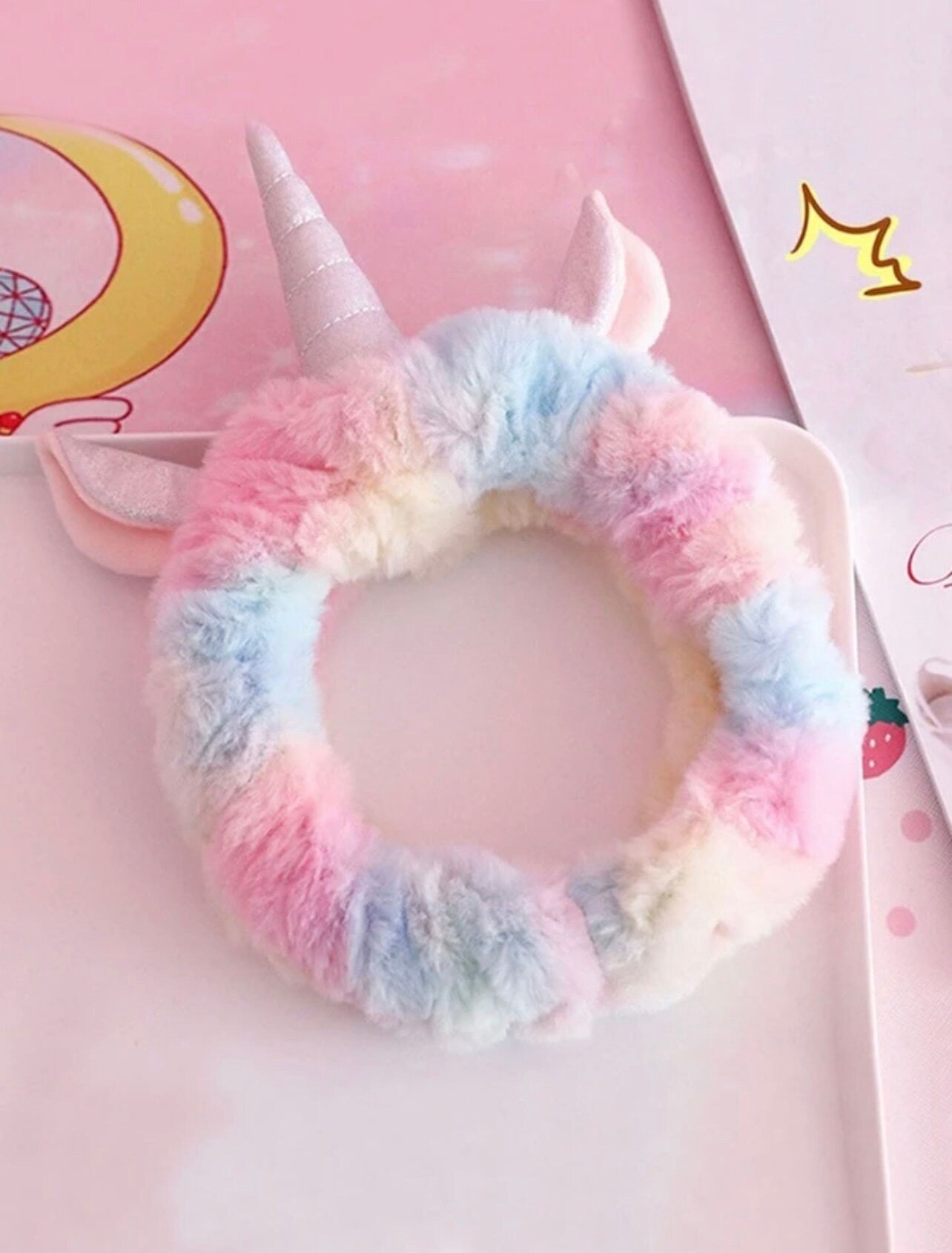 Cute Lovely Unicorn Fuzzy Hairband Makeup Skincare Headband Washing Face for Girls & Women