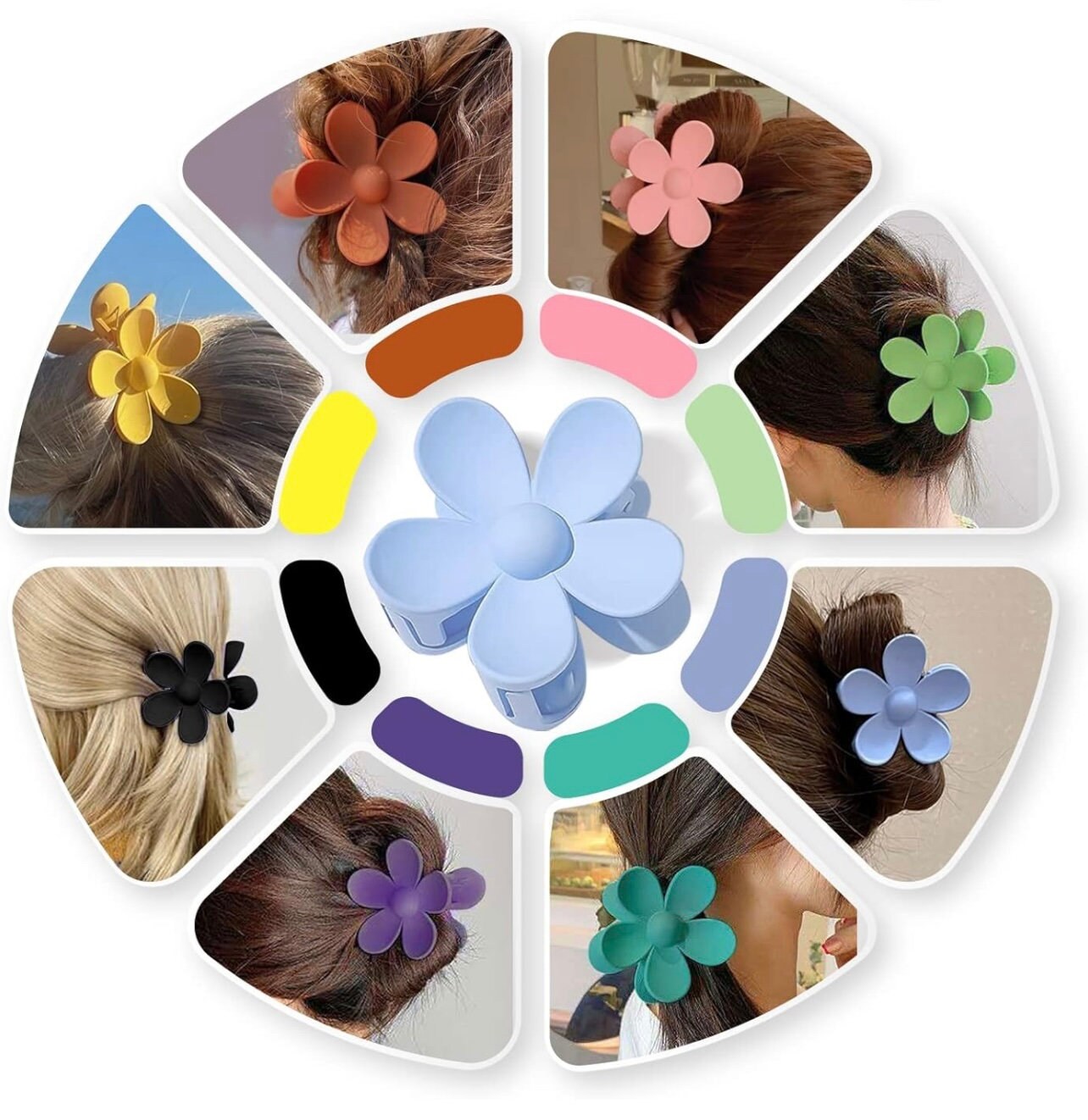 Flower Hair Clips for Women - Matte Hawaiian Hair Claw Clips for Thin Thick Hair Strong Hold Non Slip Jaw Clip Cute Colorful Accessories