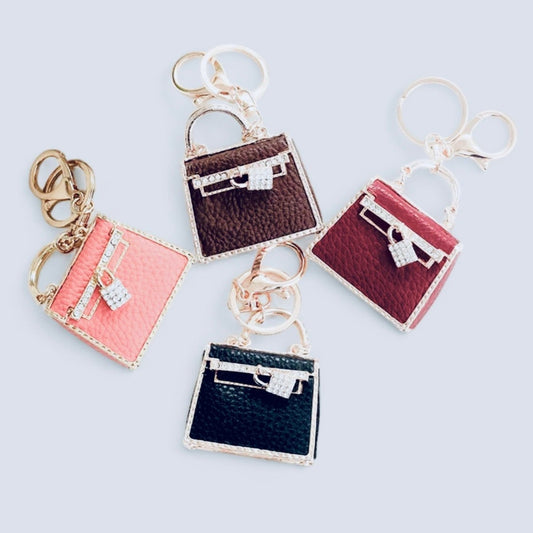 Beautiful Elegant Luxury Mini Handbag Shape Keychain Key Ring Girls Gift  Rhinestone Tweed lovely shiny Keychain