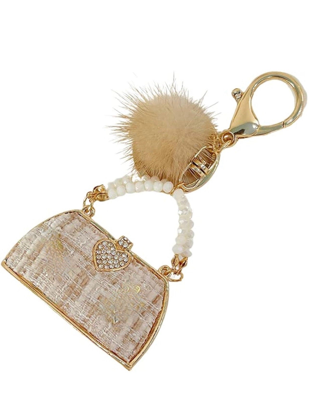 Beautiful Elegant Luxury Mini Handbag Shape Keychain Key Ring Girls Gift  Rhinestone Tweed lovely shiny Keychain